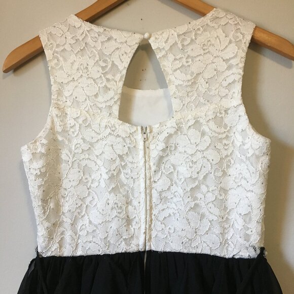 Cyndi Lauper Speechless White Lace and Black Layered Chiffon Dress - Picture 6 of 16
